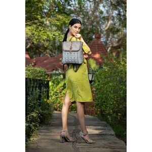 Myra Bag Handmade Stella Backpack Upcycled Canvas & Cowhide Leather